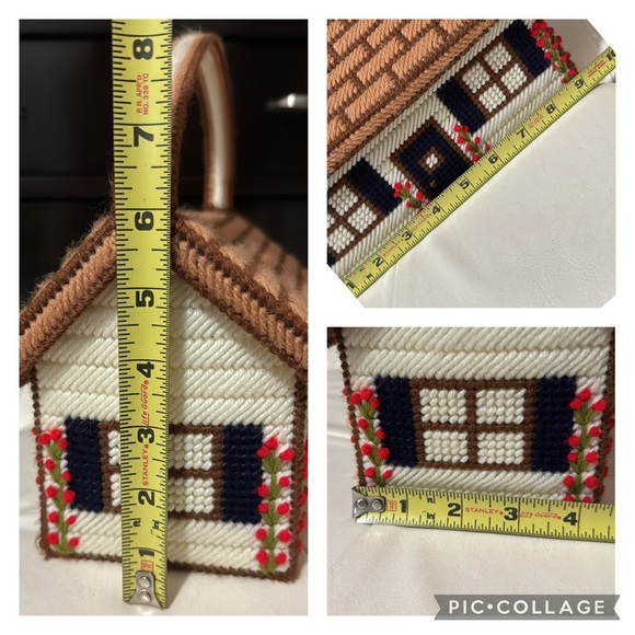 Needlepoint Kit Vintage Bag-Arm Carry Style-Cottage Core Mini House - Picture 12 of 16
